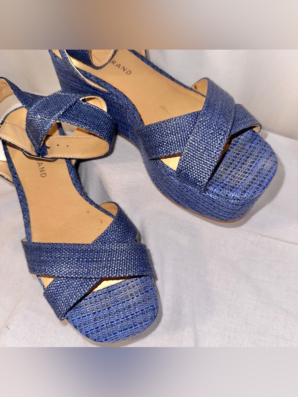 Lucky Brand Women's Size 7 Blue Denim Look Platform Sandals 2.5” Heels